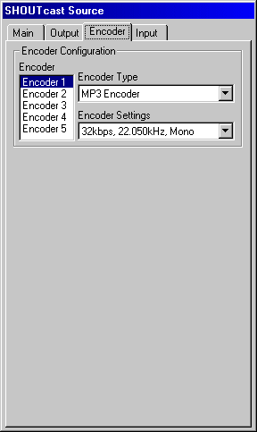 Shoutcast DSP encoder tab