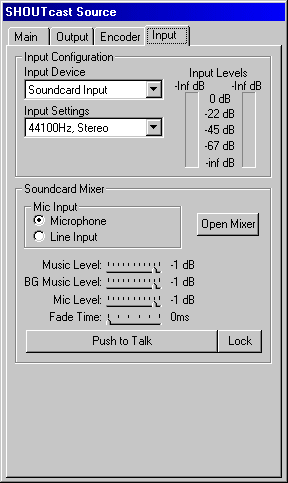 Shoutcast DSP input tab